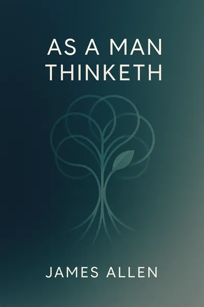Cover art for As a Man Thinketh featuring a portrait of James Allen or thematic imagery representing thought and growth
