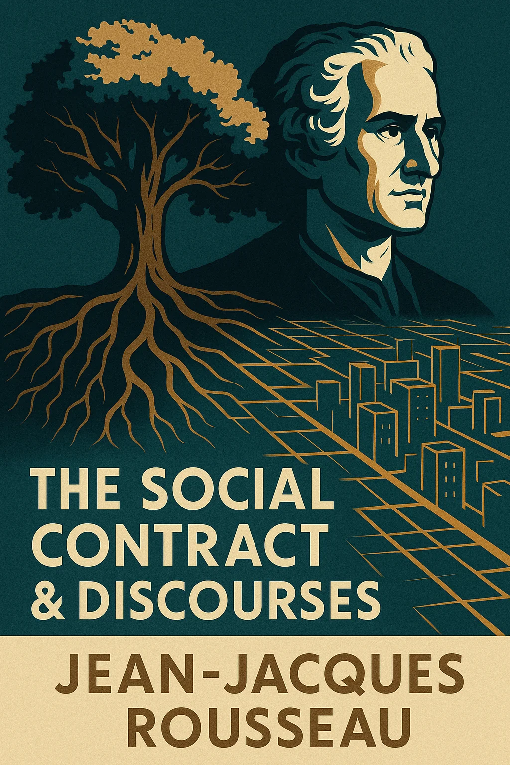 Cover art for "The Social Contract & Discourses" featuring a portrait of Jean-Jacques Rousseau