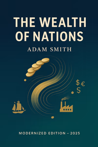 Cover art for The Wealth of Nations featuring economic illustrations